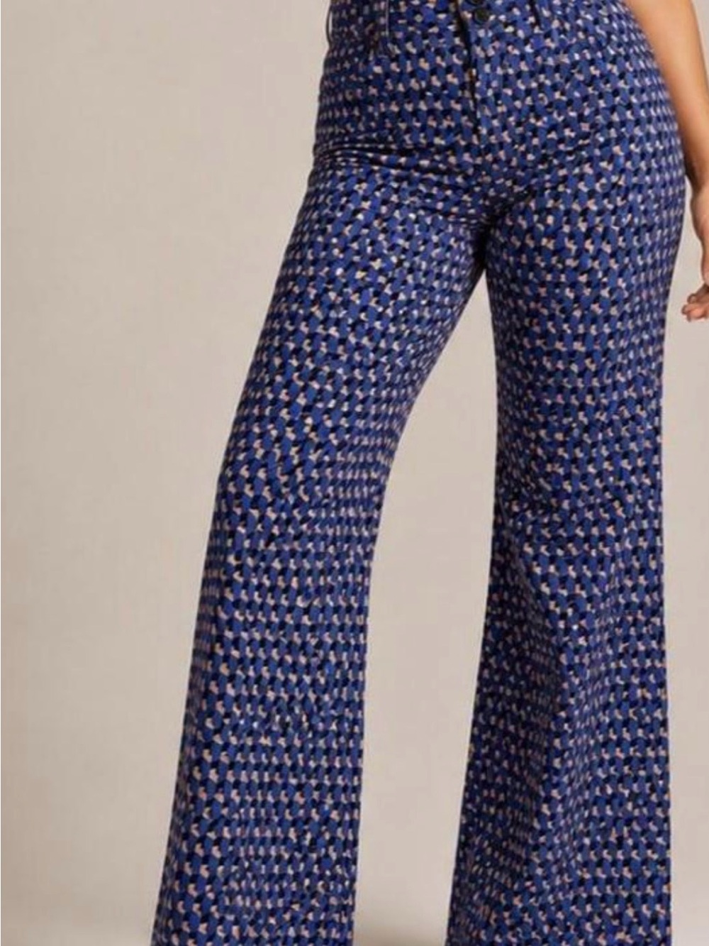 The Naomi Blue Print Wide Leg Flare Pants by Maeve size 2X